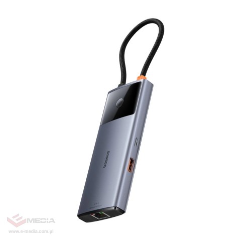 HUB USB 6w1 Baseus Metal Gleam Series II USB-A/USB-C/USB-C PD/HDMI/RJ45 - czarny