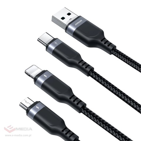 Kabel Joyroom Multi-Use Series S-A18 3w1 USB-A - Lightning / USB-C / micro USB 1.2m - czarny