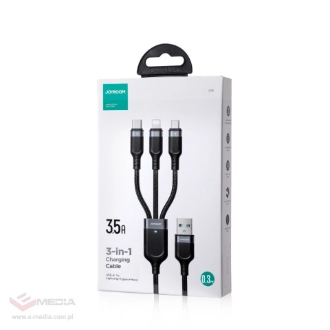 Kabel Joyroom Multi-Use Series S-A18 3w1 USB-A - Lightning / USB-C / micro USB 0.3m - czarny