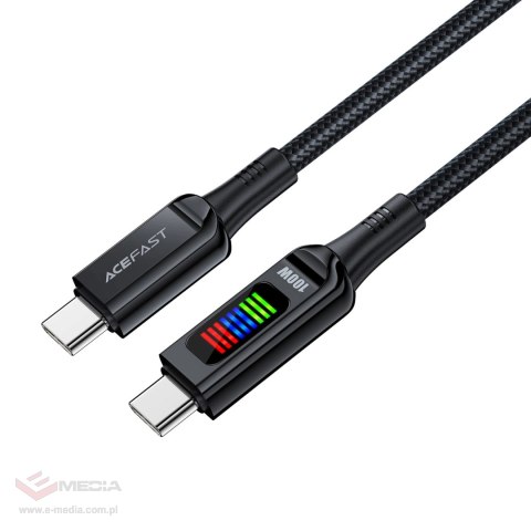 Kabel Acefast C7-03 USB-C USB-C 100W 1.2m z wyświetlaczem - czarny