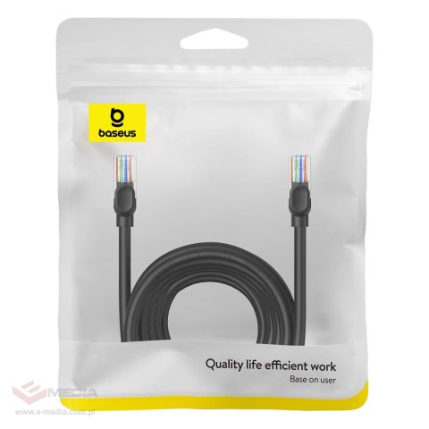 Kabel Ethernet Baseus High Speed Cat 5 RJ-45 1000Mb/s 10m okrągły - czarny