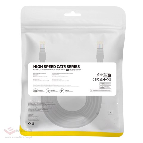 Kabel Ethernet Baseus High Speed Cat 5 RJ-45 1000Mb/s 10m okrągły - czarny