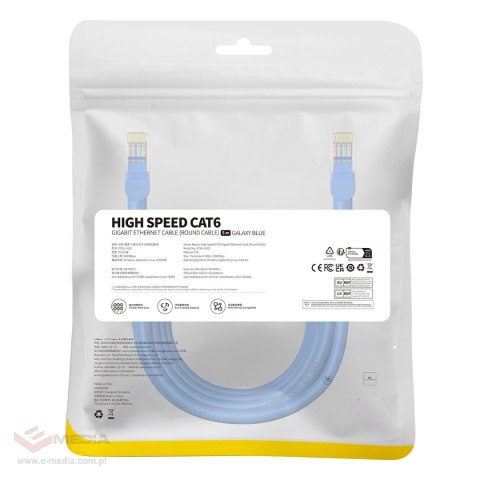 Kabel Ethernet Baseus High Speed Cat 6 RJ-45 1000Mb/s 5m okrągły - niebieski