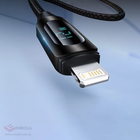 Kabel USB-A - Lightning Wozinsky WUALC2 z wyświetlaczem LED 2.4A 2m - czarny