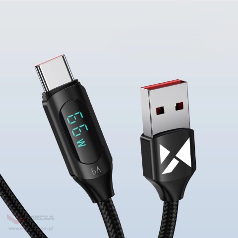 Kabel USB A - USB C Wozinsky WUACC1 z wyświetlaczem 66W 6A 1m - czarny