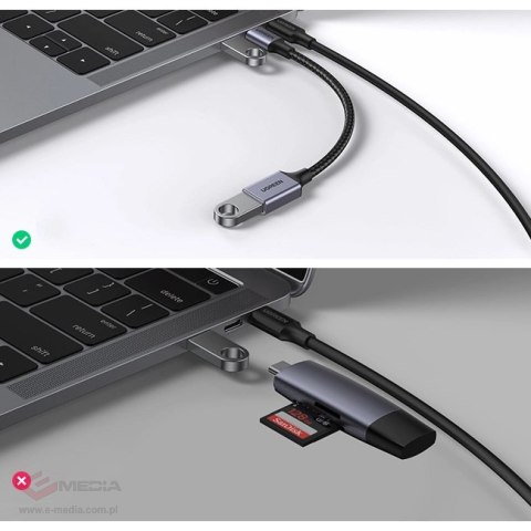 Kabel USB C (męski) - USB (żeński) 3.0 OTG 0.15m Ugreen US378 - czarny