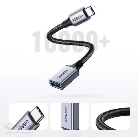 Kabel USB C (męski) - USB (żeński) 3.0 OTG 0.15m Ugreen US378 - czarny