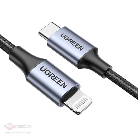 Kabel Ugreen US304 60761 Lightning - USB-C 2.0 MFi 2 m - szary