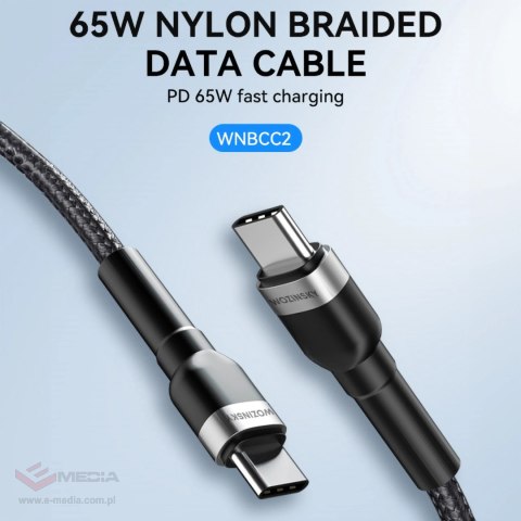 Kabel Wozinsky WNBCC2 USB-C / USB-C PD 65W 2 m - czarny