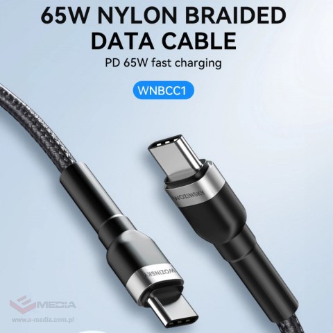 Kabel Wozinsky WNBCC1 USB-C / USB-C PD 65W 1 m - czarny