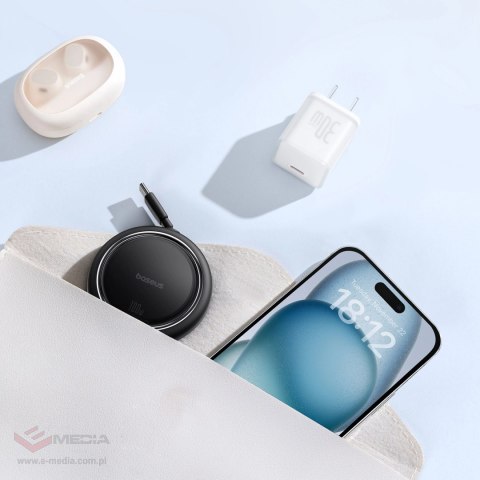 Kabel wysuwany Baseus Free2Draw Mini USB-C - USB-C 100W 1m - czarny