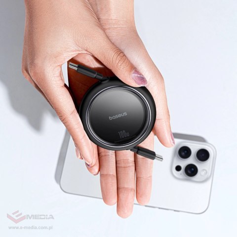 Kabel wysuwany Baseus Free2Draw Mini USB-C - USB-C 100W 1m - czarny