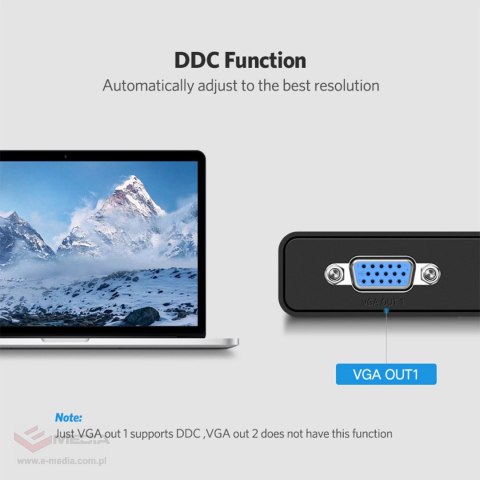 Rozdzielacz VGA Ugreen 40254 1x2 - czarny