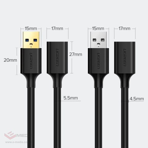 Ugreen kabel przewód przedłużacz przejściówka USB 3.0 (żeński) - USB 3.0 (męski) 1m czarny (10368)