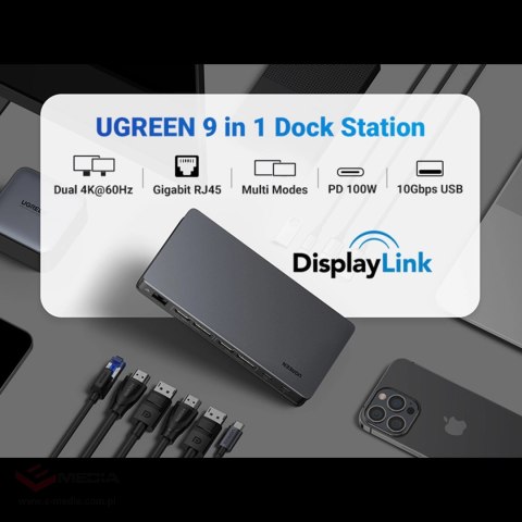 Wielofunkcyjny adapter Ugreen CM615 USB-C - szary