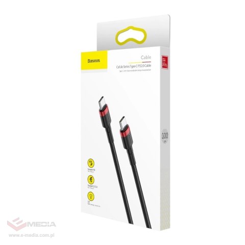 Kabel Baseus CATKLF-G91 USB-C - USB-C PD QC 60W 3A 480Mb/s 1m - czarno-czerwony