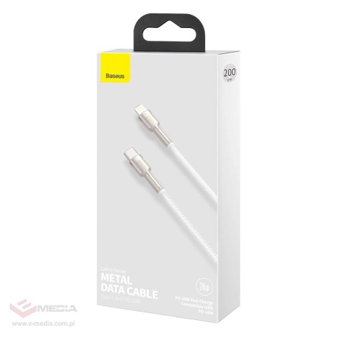 Kabel Baseus Cafule Series Metal Data USB-C / Lightning 20W PD 1 m - biały