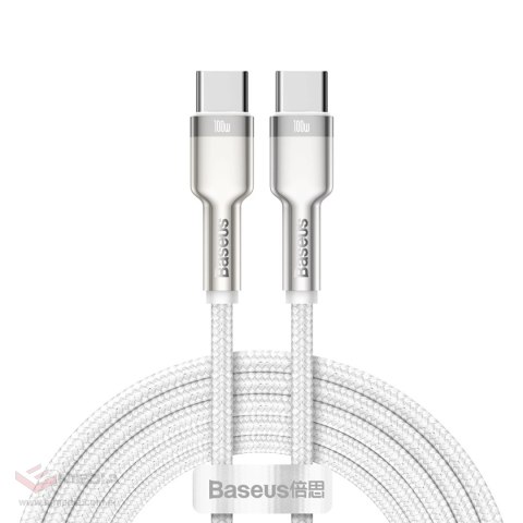 Kabel Baseus Cafule Series Metal Data USB-C / USB-C PD QC SCP 100W 5A 1 m - biały