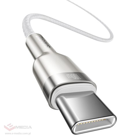 Kabel Baseus Cafule Series Metal Data USB-C / USB-C PD QC SCP 100W 5A 1 m - biały