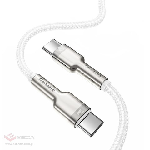 Kabel Baseus Cafule Series Metal Data USB-C / USB-C PD QC SCP 100W 5A 1 m - biały