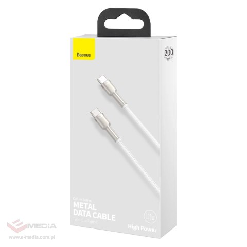 Kabel Baseus Cafule Series Metal Data USB-C / USB-C PD QC SCP 100W 5A 1 m - biały