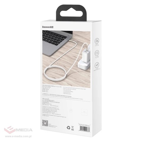 Kabel Baseus Cafule Series Metal Data USB-C / USB-C PD QC SCP 100W 5A 1 m - biały