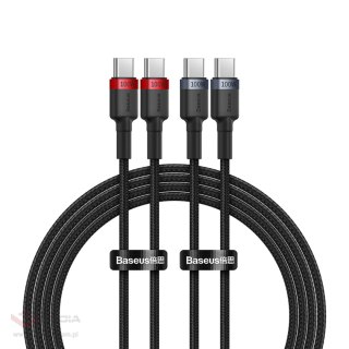 Kabel Baseus Cafule USB-C / USB-C 100W 1 m - czerwono-czarny i czarno-szary (2 szt.)