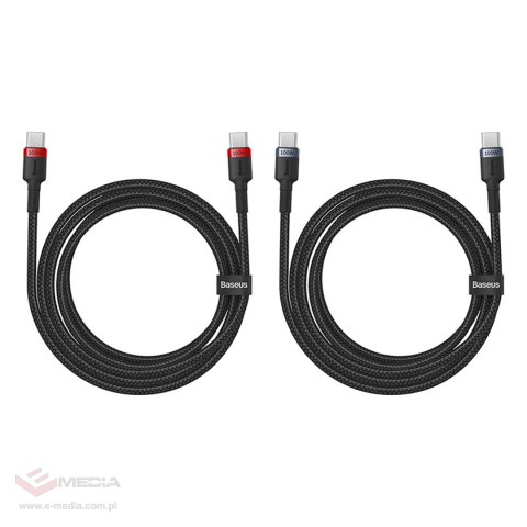 Kabel Baseus Cafule USB-C / USB-C 100W 1 m - czerwono-czarny i czarno-szary (2 szt.)