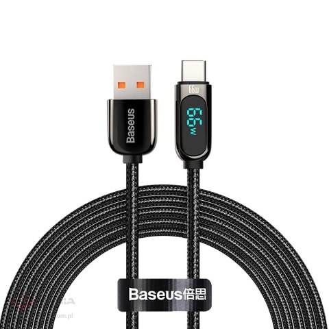 Kabel Baseus Display Fast Charging Data USB-A / USB-C 66W 1 m - czarny