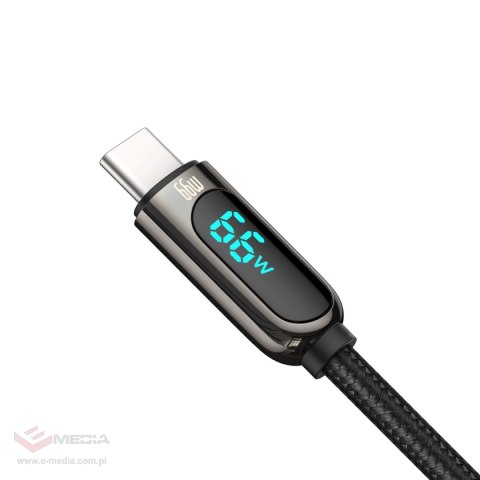 Kabel Baseus Display Fast Charging Data USB-A / USB-C 66W 1 m - czarny