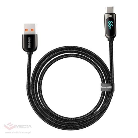 Kabel Baseus Display Fast Charging Data USB-A / USB-C 66W 1 m - czarny