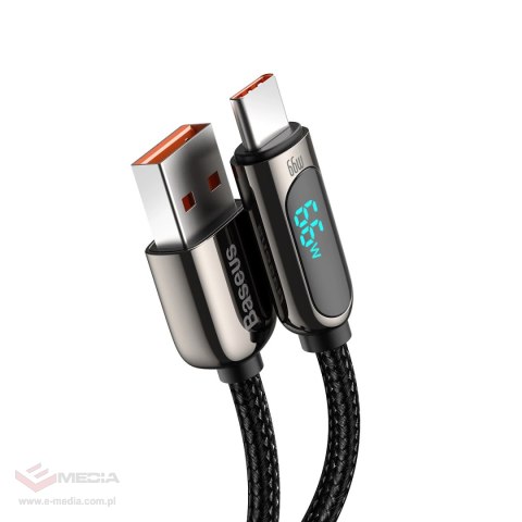 Kabel Baseus Display Fast Charging Data USB-A / USB-C 66W 1 m - czarny