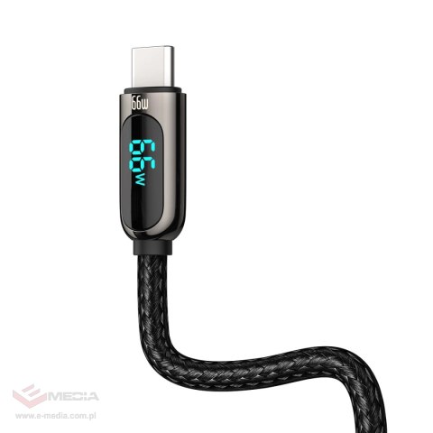 Kabel Baseus Display Fast Charging Data USB-A / USB-C 66W 1 m - czarny