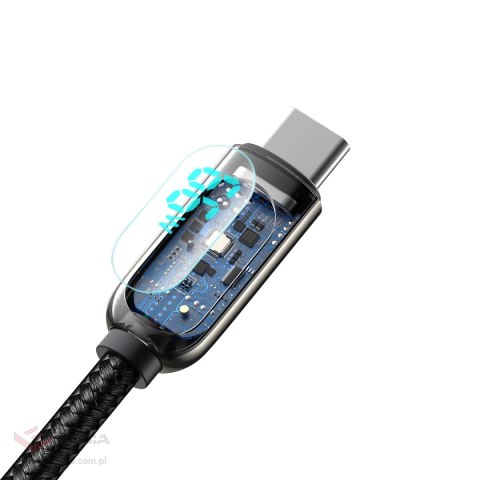 Kabel Baseus Display Fast Charging Data USB-A / USB-C 66W 1 m - czarny