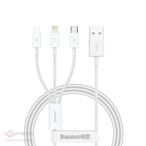 Kabel Baseus Superior Series USB-A - USB-C / Lightning / micro USB 3.5A 0.5m - biały