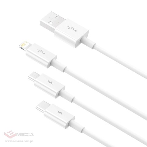 Kabel Baseus Superior Series USB-A - USB-C / Lightning / micro USB 3.5A 0.5m - biały