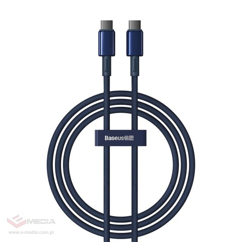 Kabel Baseus Tungsten Gold USB-C / USB-C 100W 1m - granatowy