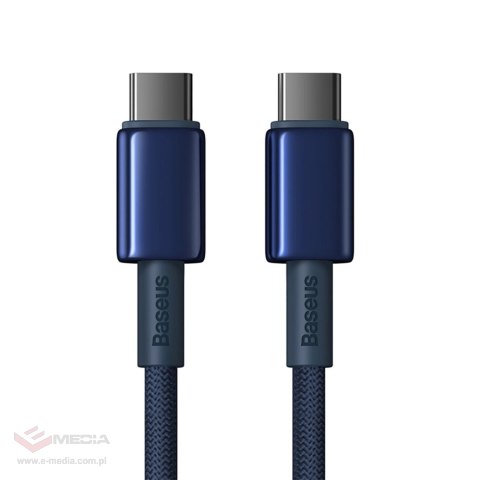 Kabel Baseus Tungsten Gold USB-C / USB-C 100W 1m - granatowy