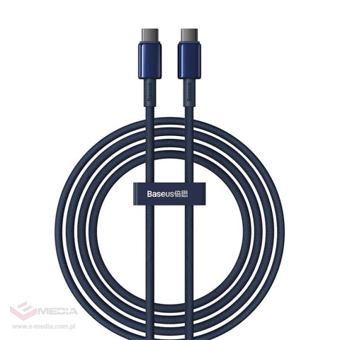 Kabel Baseus Tungsten Gold USB-C / USB-C 100W 2m - granatowy