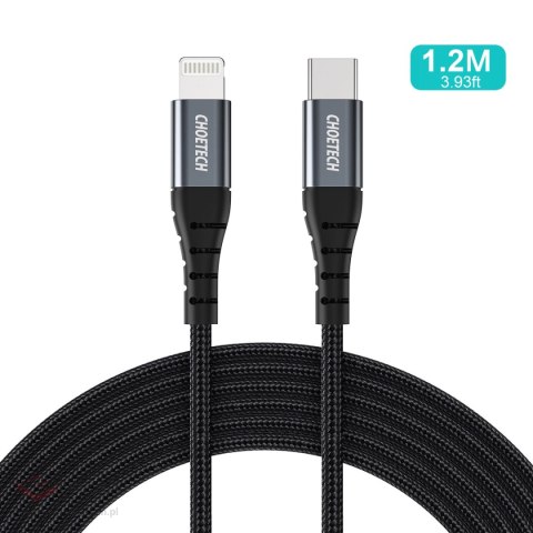 Kabel Choetech IP0039 USB-C / Lightning MFi 480Mb/s 3A 1.2m - czarny