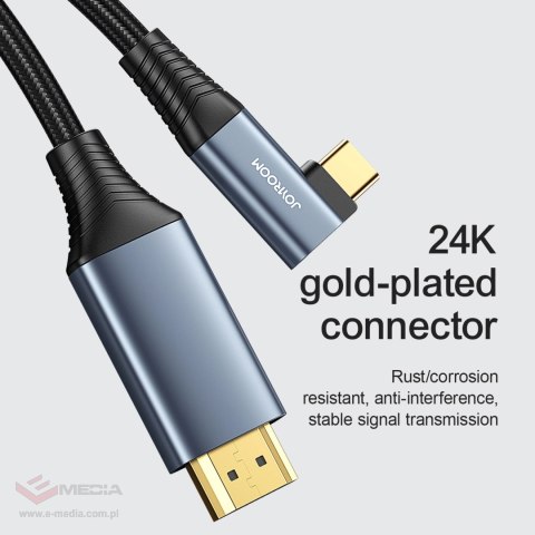 Kabel Joyroom SY-20C1 USB-C (kątowy) / HDMI (prosty) 4K 60Hz 2m - szary