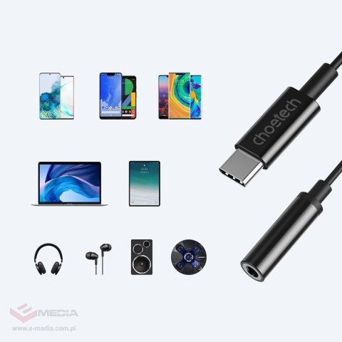 Przejściówka Choetech AUX003 USB-C / DC 3.5mm audio - czarna