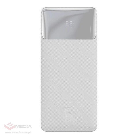 Baseus Bipow powerbank z szybkim ładowaniem 20000mAh 15W biały (Overseas Edition) + kabel USB-A - Micro USB 0.25m biały (PPBD050