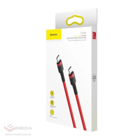 Kabel Baseus CATKLF-G09 USB-C - USB-C PD QC 60W 3A 480Mb/s 1m - czerwony