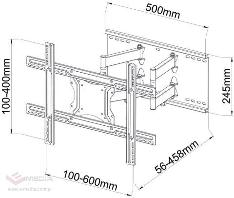 UCHWYT DO TV LED/LCD AR-87 ART 40-80" 60KG reg. pion/poziom 46cm