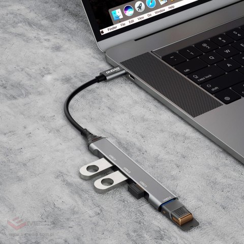 Dudao HUB 4w1 USB-C - 4x USB-A (3 x USB2.0 / USB3.0) 6,3cm czarny (A16T)