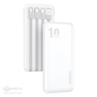 Dudao K6Pro uniwersalny powerbank 10000mAh z kablem USB, USB Typ C, Lightning biały (K6Pro-white)