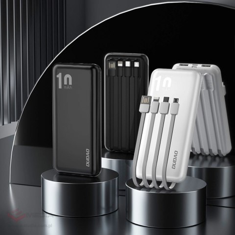 Dudao K6Pro uniwersalny powerbank 10000mAh z kablem USB, USB Typ C, Lightning biały (K6Pro-white)