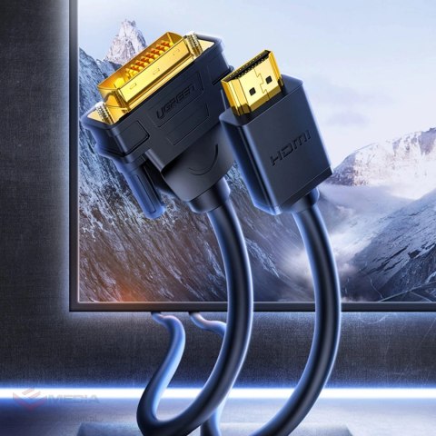 Kabel Ugreen HD106 DVI 24+1 pin / HDMI FHD 60Hz 1.5m - czarny (11150)