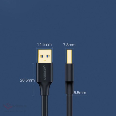 Kabel Ugreen US128 10371 USB-A 3.0 / USB-A 3.0 5Gb/s 2m - czarny